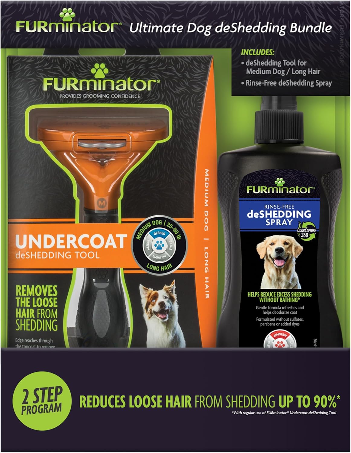FURminator Ultimate Dog deShedding Bundle for Medium Long Hair