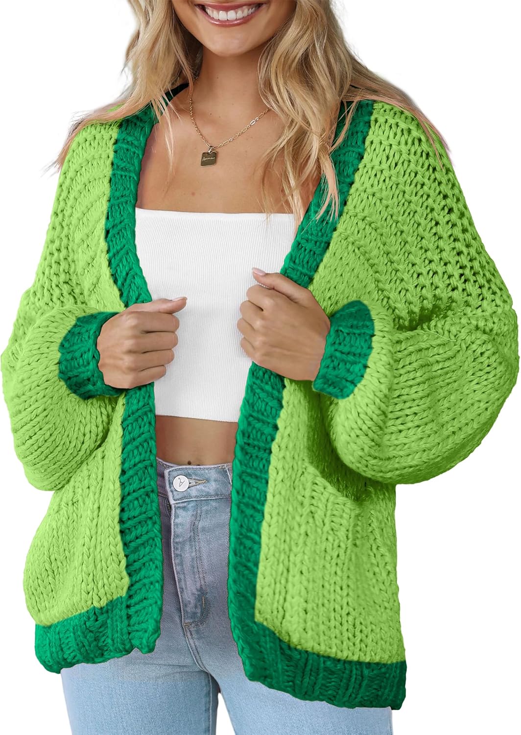Women's Cardigan Soft Pocketed Long Sleeves Casual Sweater