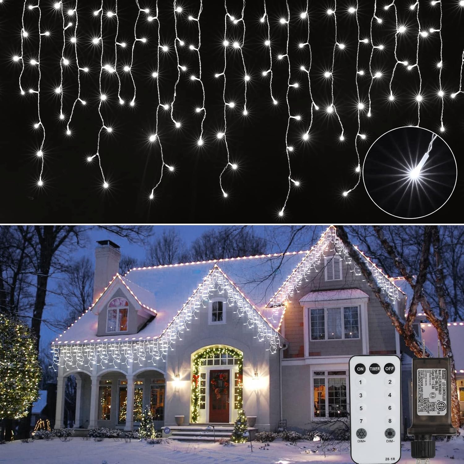 Brightown Christmas Icicle Lights Outdoor - 66 Feet of Magic