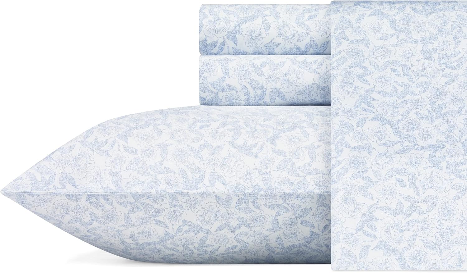 Laura Ashley Home Twin Sheets Set - Soft Sateen Cotton Bedding