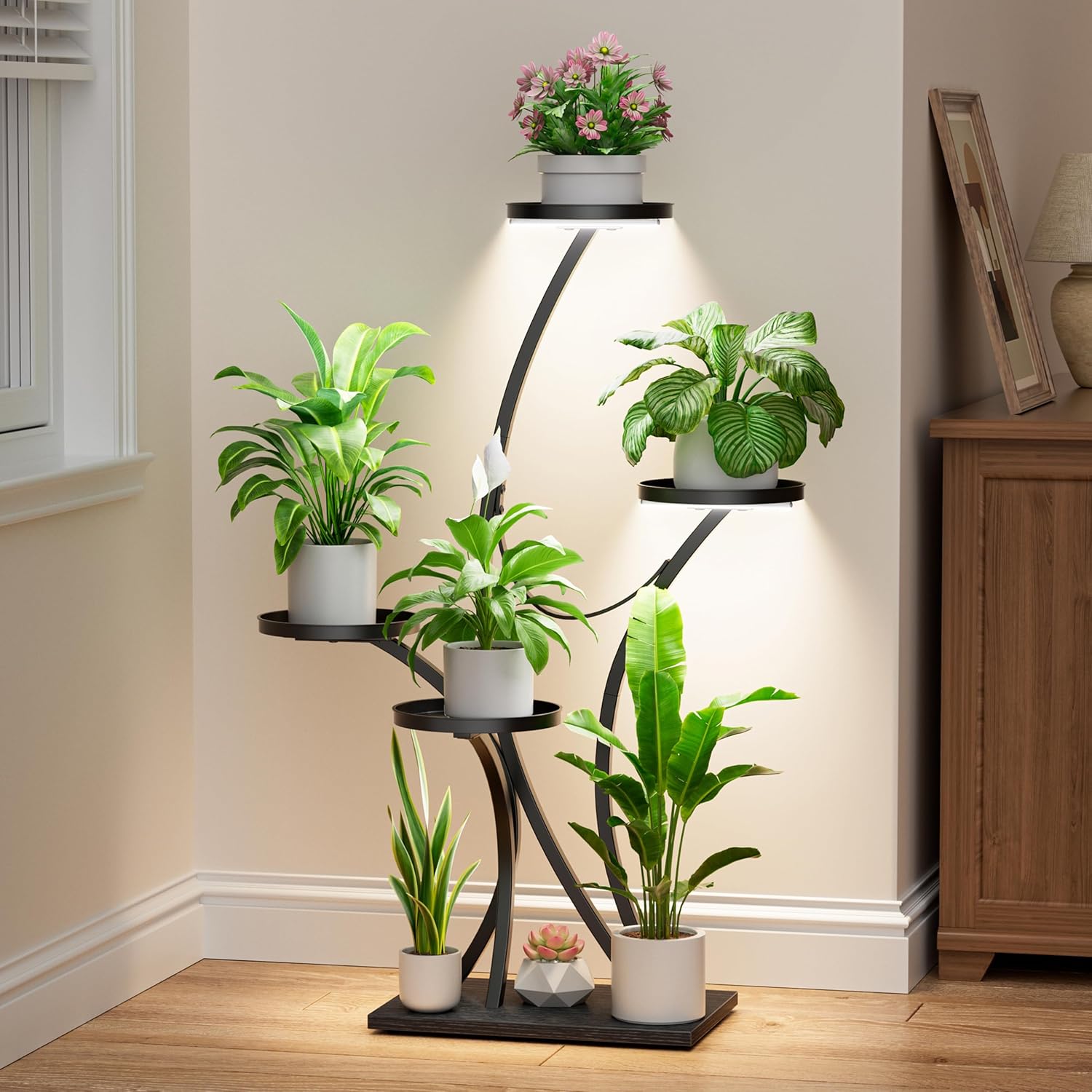 Plant Stand Indoor with Grow Lights - Stylish 5 Tiered Shelf