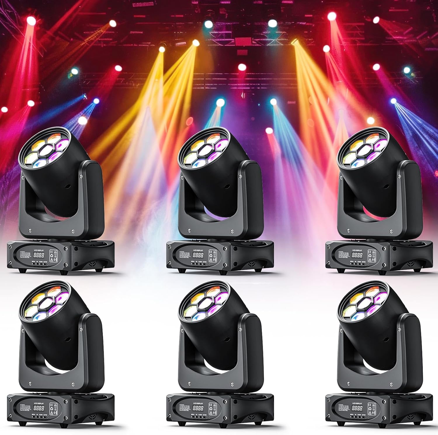 4 PCS 150W LED Moving Head DJ Lights for Parties and Events