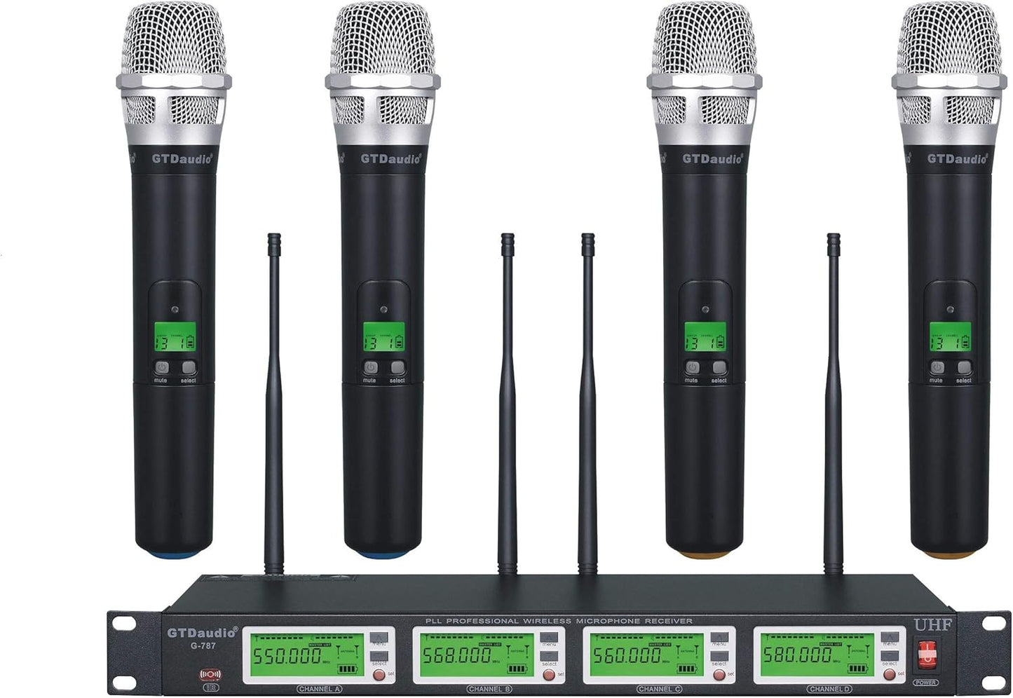 GTD Audio 4x800 Adjustable Channels UHF Wireless Mic System