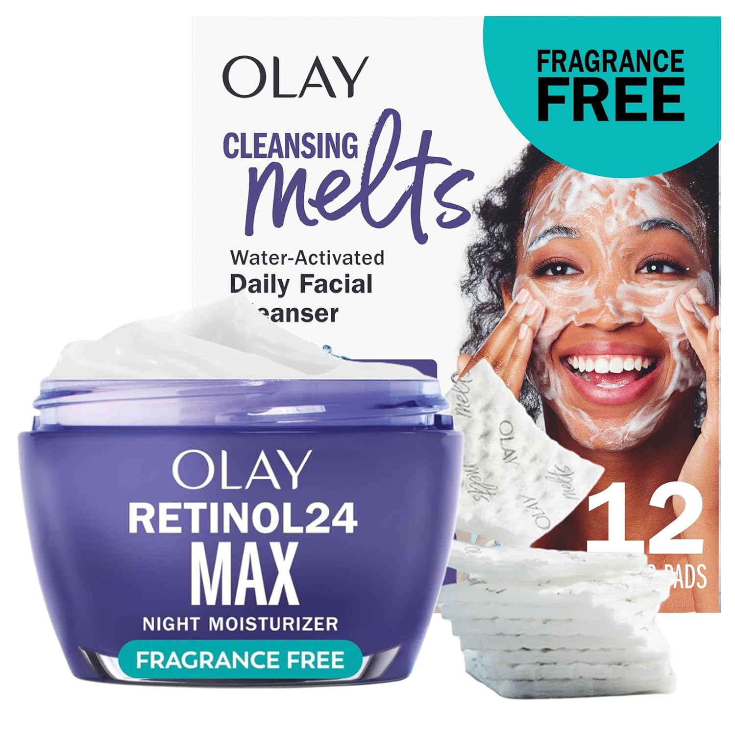 Olay Retinol Face Moisturizer & Cleansing Melts Bundle for Women
