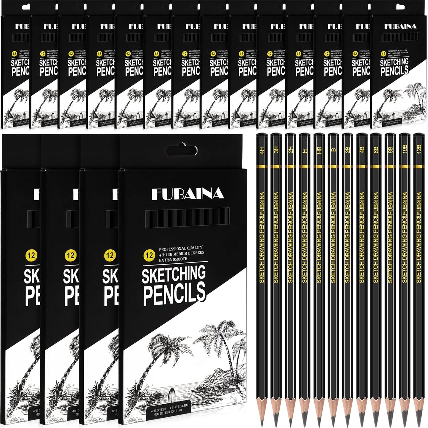216 Pcs Professional Drawing Sketching Pencil Set for Artists