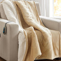 Heated Blanket Throw 50 x 60 Beige - Sherpa Reversible Comfort