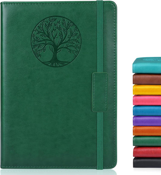 Premium Leather Journal Notebook, 256 Pages, A5 Size, College Ruled, Green, Biuwory