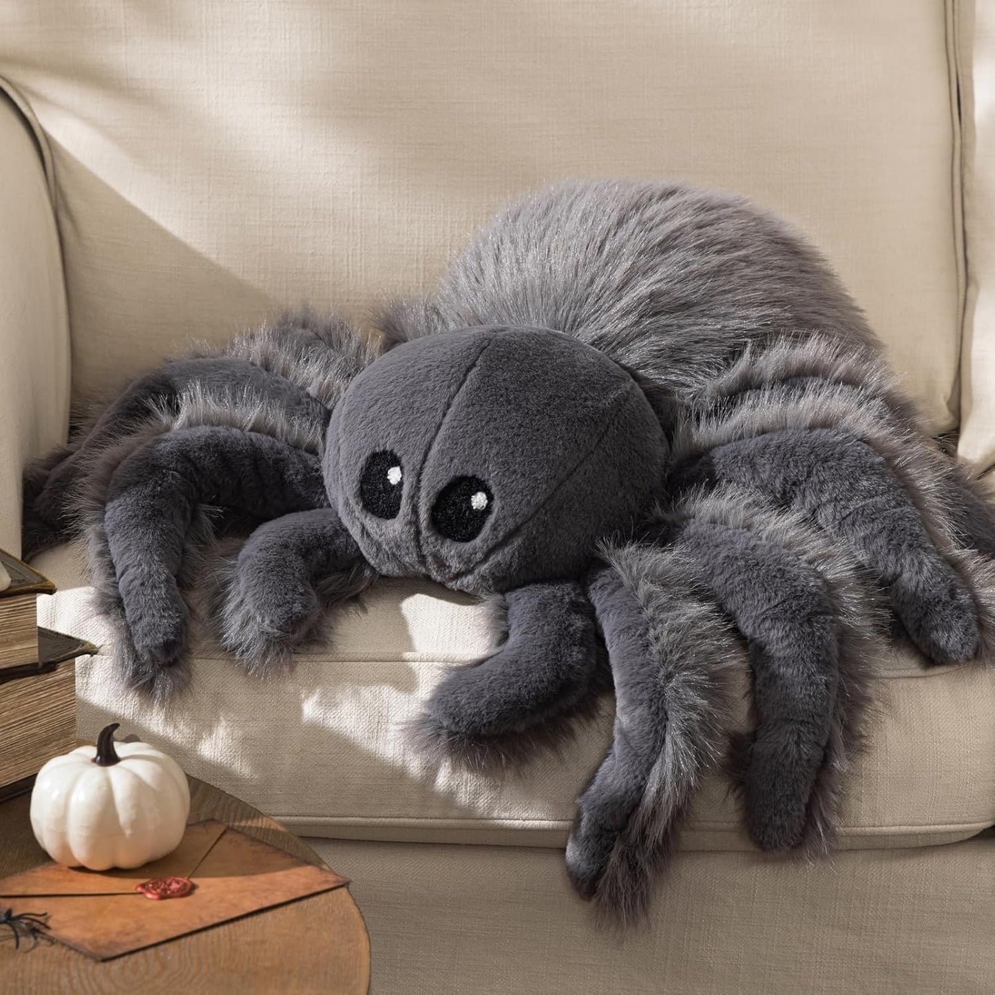 Phantoscope Happy Halloween Spider Shaped Throw Pillow for Decor