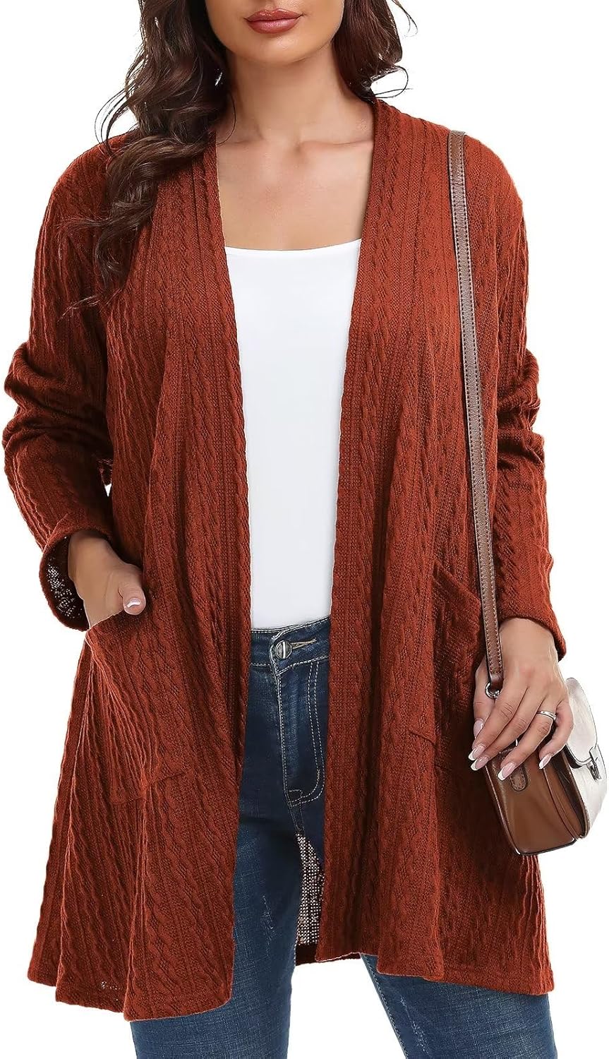 Plus Size Cardigan for Women - Lightweight Fall Sweater with Pockets