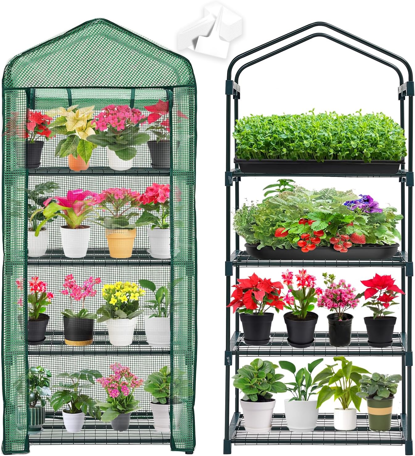 Mini Greenhouse for Indoor Outdoor Gardening - 4-Tier Rack Stand
