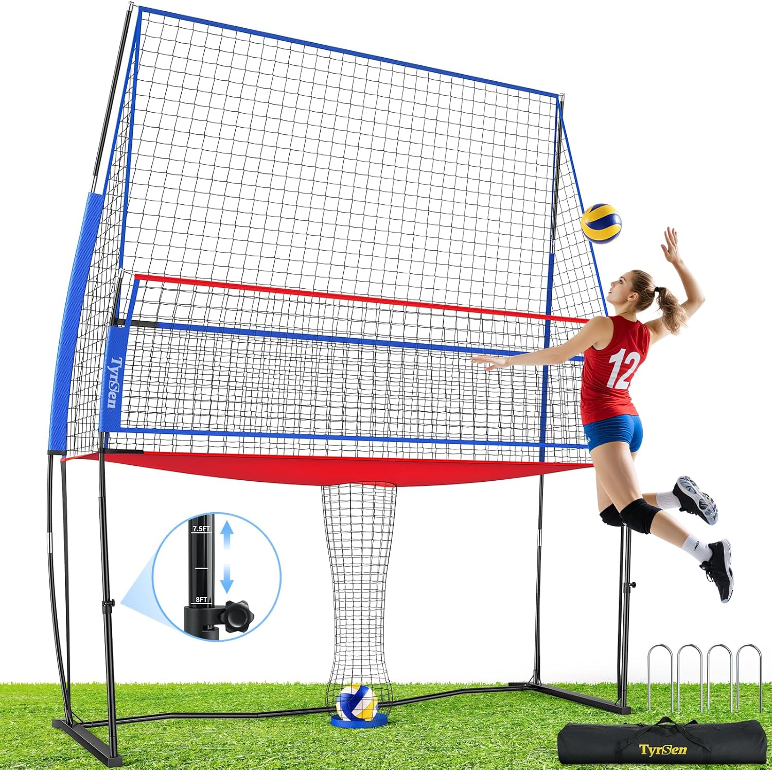 Volleyball Practice Net with Ball Return System for Training