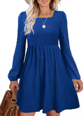 Womens Babydoll Dresses Square Neck Long Sleeve Knee Length Flowy