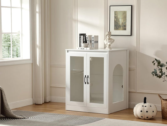 Cat Litter Robot Enclosure with Glass Doors and LED Lighting