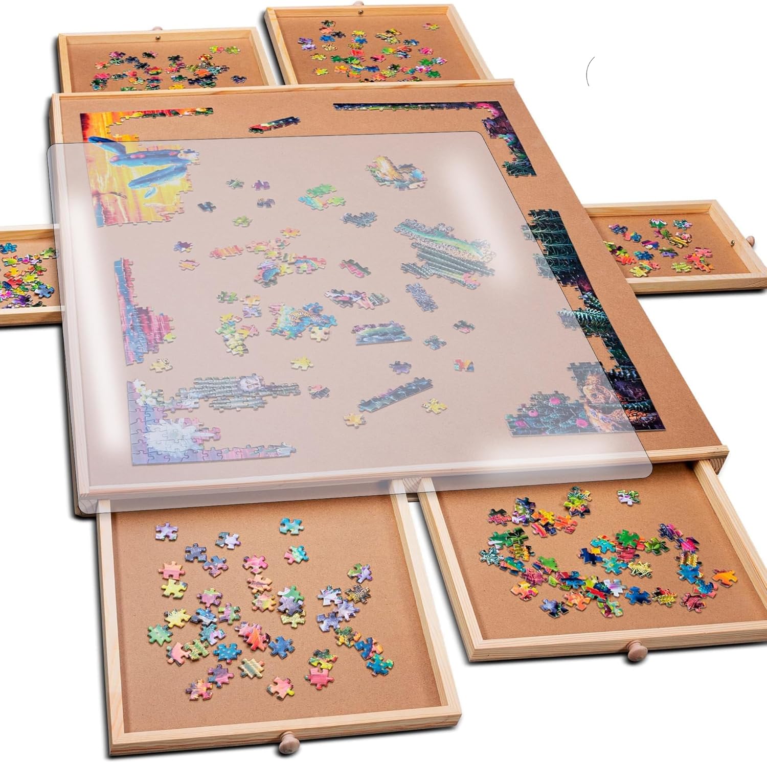PlayVibe 1500 Piece Puzzle Board with Drawers for Easy Solving