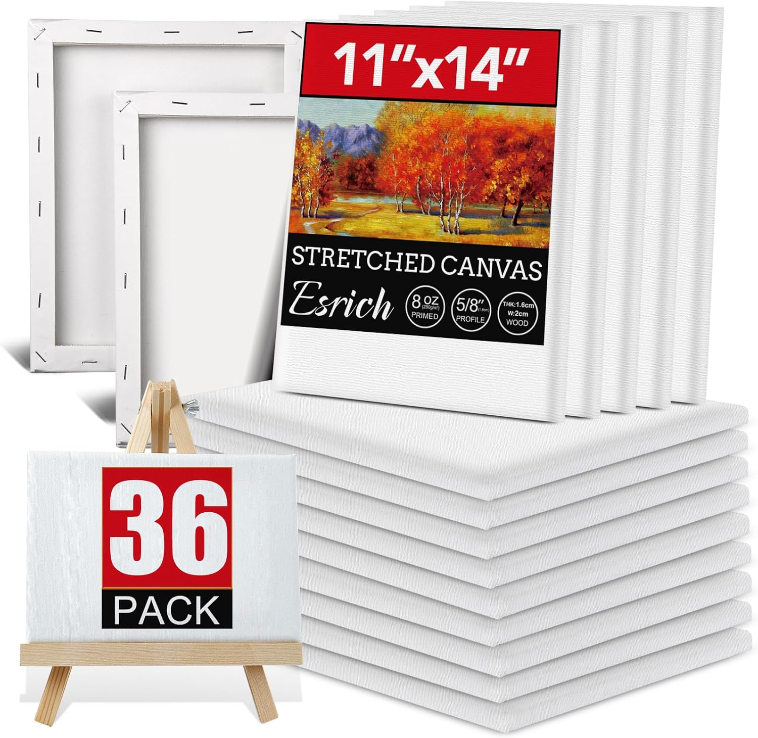 ESRICH Stretched Canvas for Painting 11x14 Inch - 36 Pack