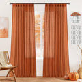 Burnt Orange Linen Curtains 84 in 2 Panels - Soft Textured Drapes