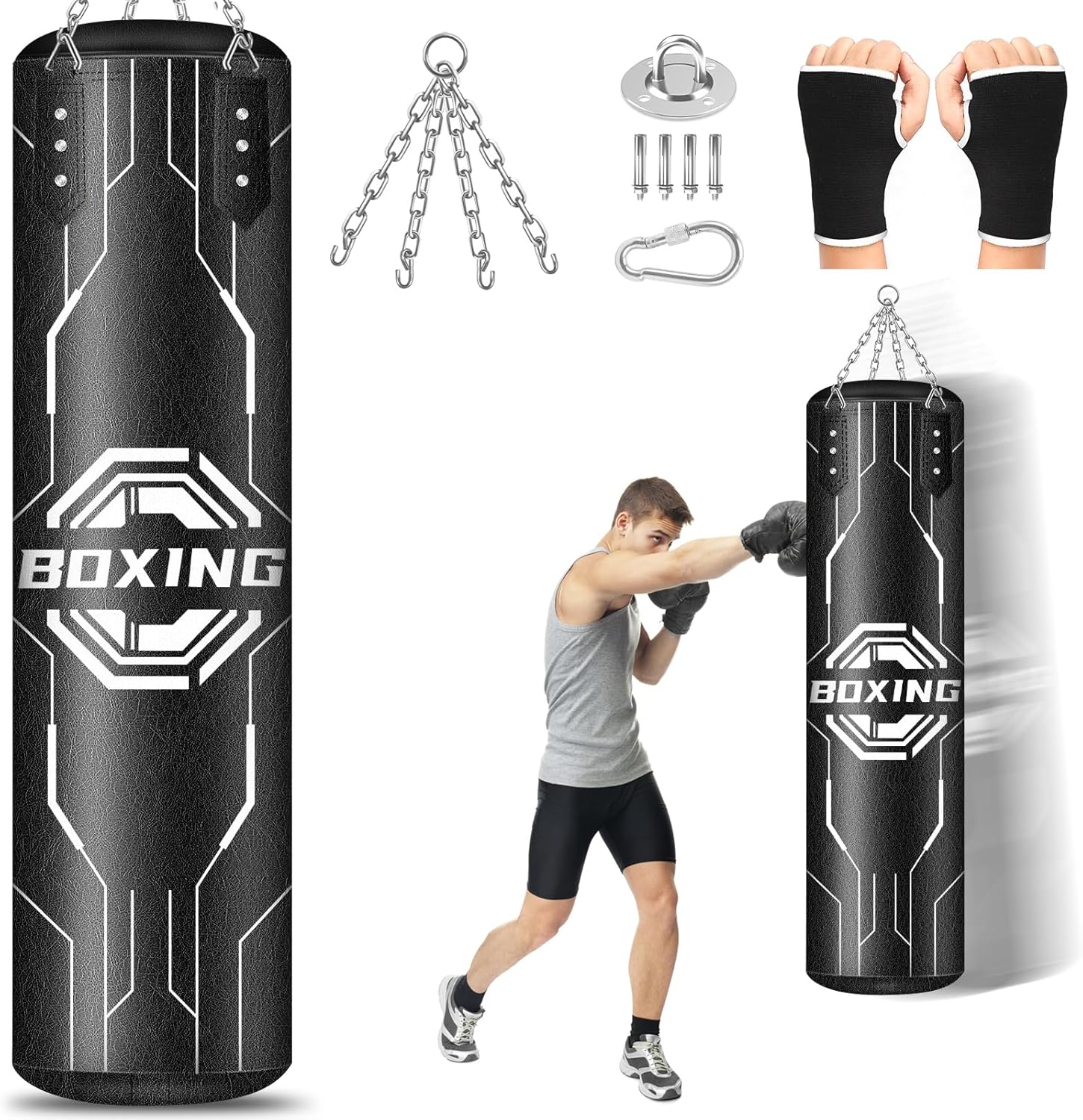 YORWHIN 4ft PU Leather Boxing Bag Set