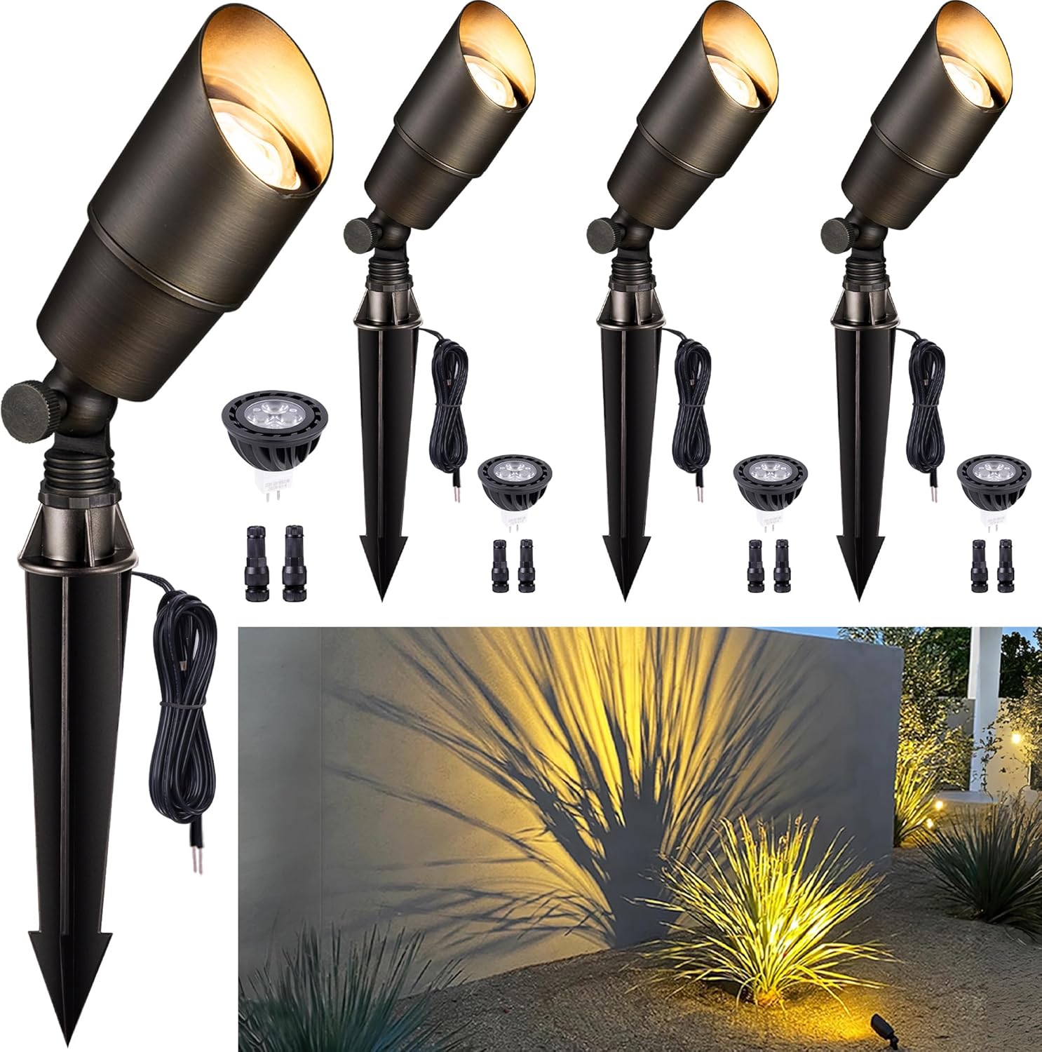 Brass Landscape Lighting for Outdoor Uplighting with MR16 Bulbs