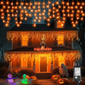 Orange Halloween Lights Outdoor Icicle String Lights - 66ft, 640 LEDs