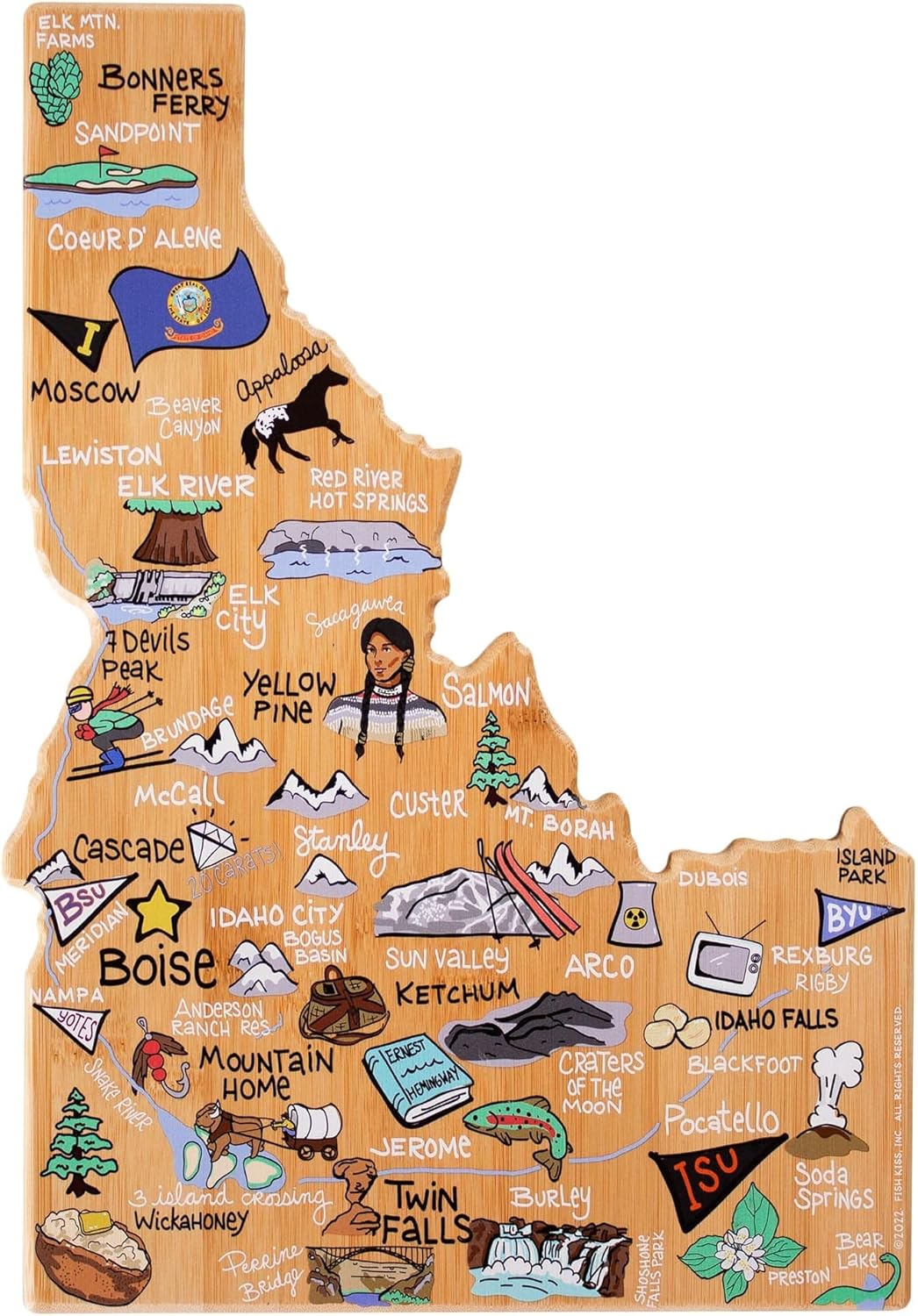 Idaho State Shaped Cutting Board and Charcuterie Platter Gift