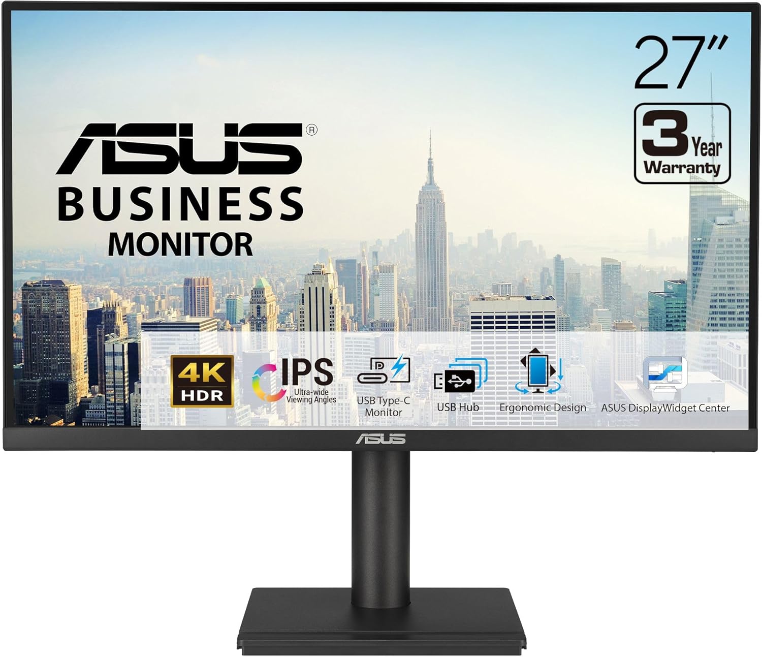 ASUS 27 4K Business Monitor with USB-C and Ergonomic Design