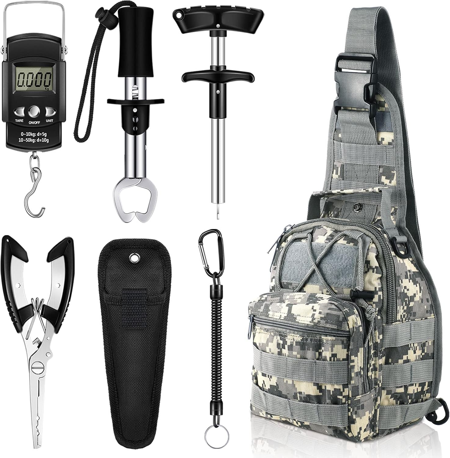 7 Pcs Fishing Kit w/ Digital Scale & Gripper