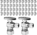 50-Pack Angle Stop Valve 1/2in Nominal x 3/8in OD - Bulk Plumbing Pack
