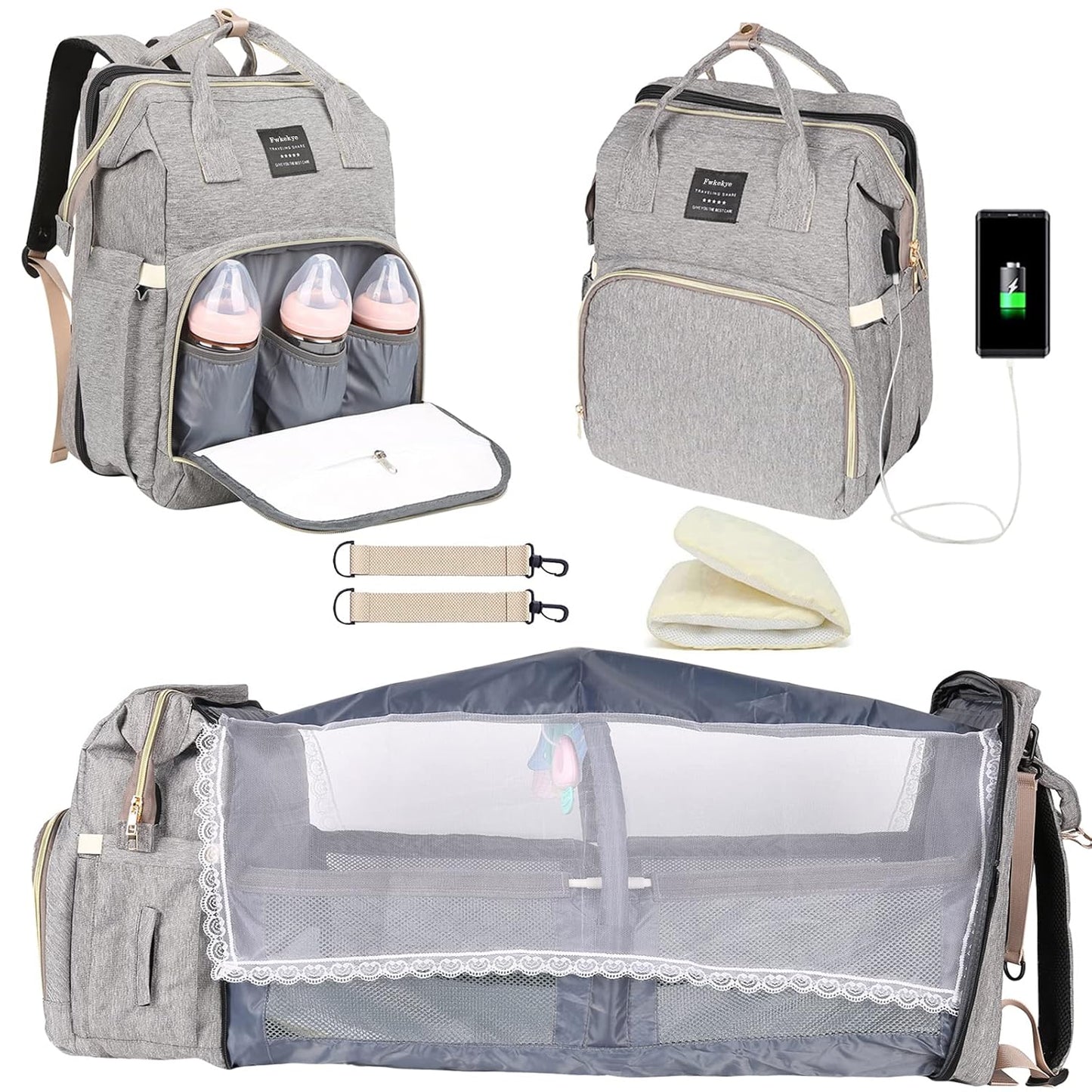 Multifunctional Baby Diaper Bag Backpack with Changing Station
