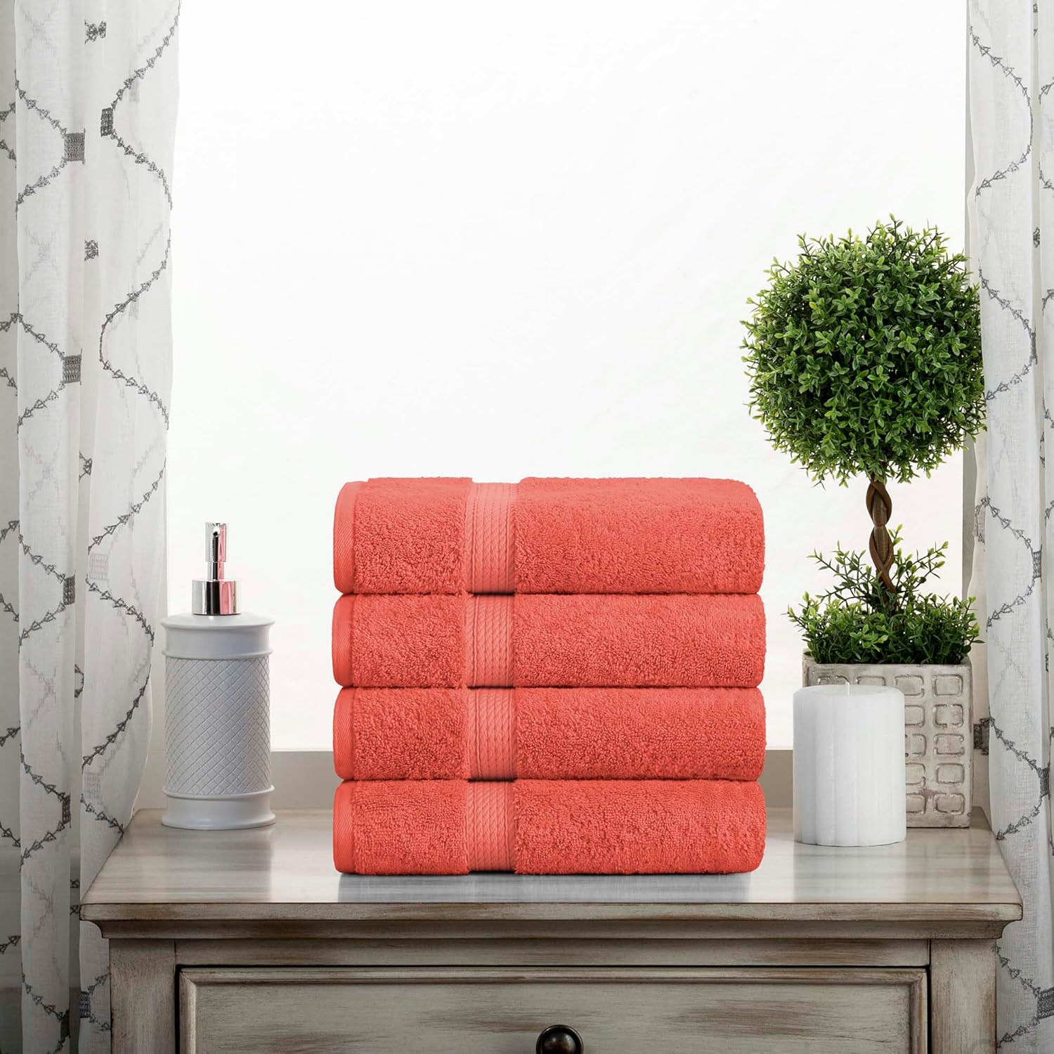 Superior Egyptian Cotton Pile Hand Towel Set of 4 for Luxury