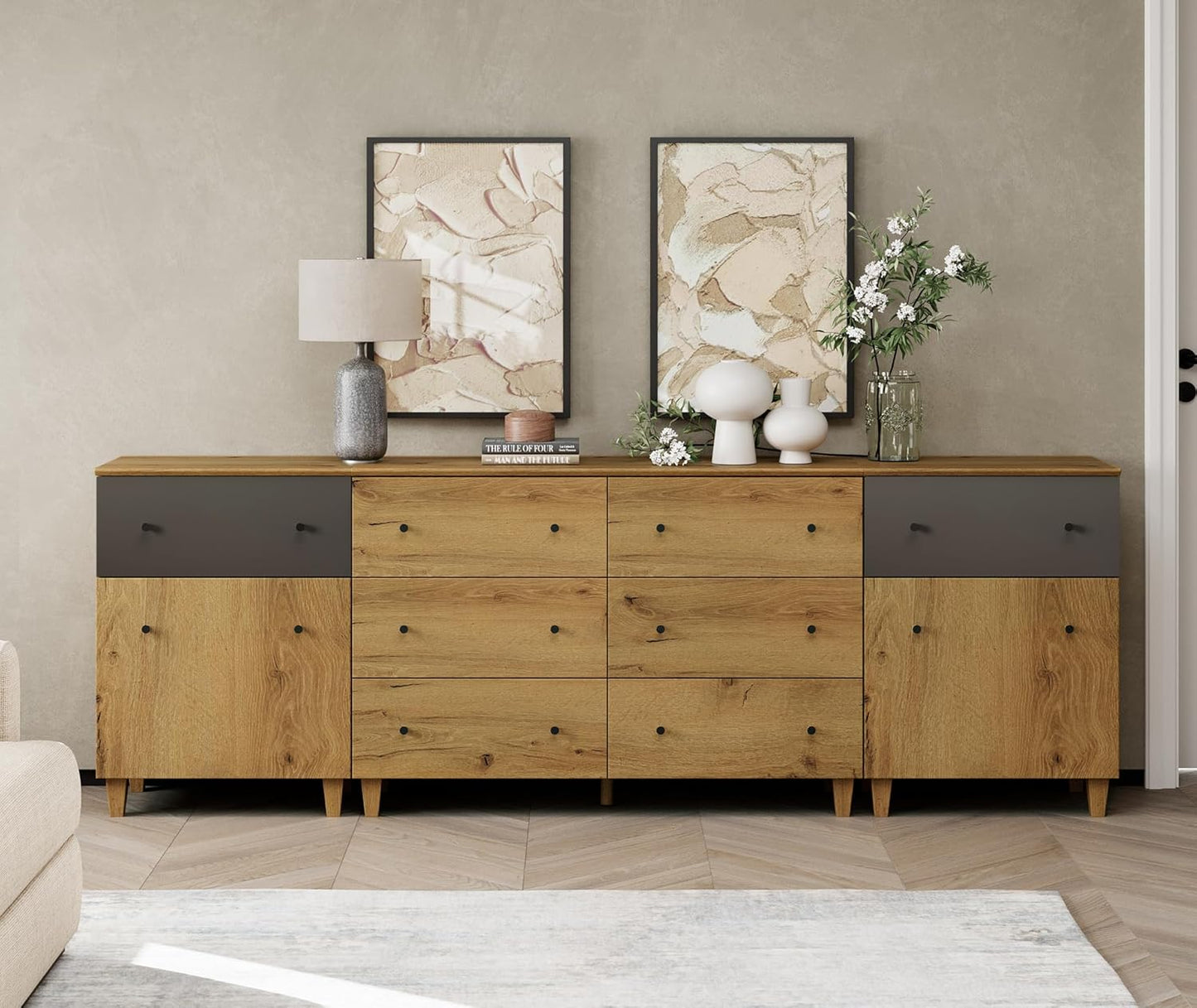 WAMPAT 3-in-1 Highboy TV Stand: Stylish Storage Solution