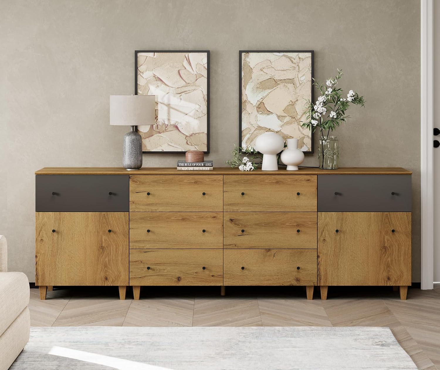 WAMPAT 3-in-1 Highboy TV Stand: Stylish Storage Solution