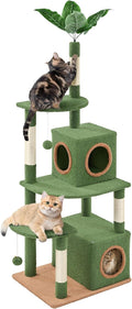 59in Cactus Cat Tree with Palm Leaf Top - Double-Level Condo