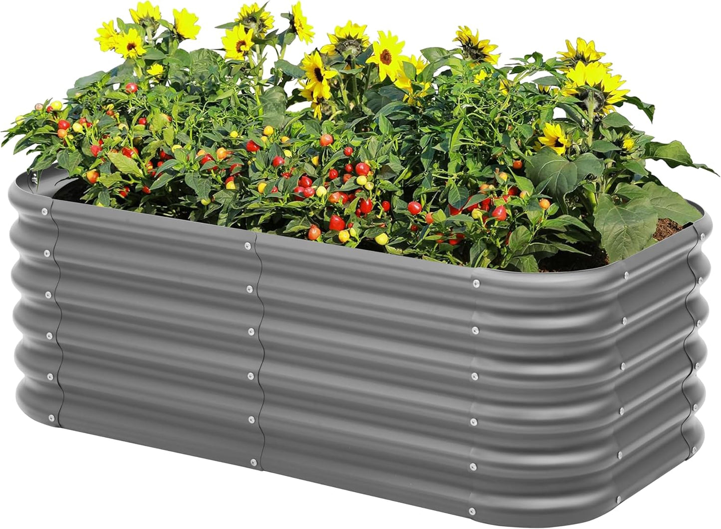 Galvanized Raised Garden Bed for Outdoor Planting and Gardening