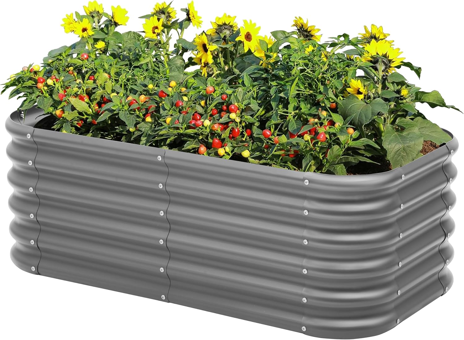 Galvanized Raised Garden Bed for Outdoor Planting and Gardening