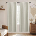 KOUFALL Natural Back Tab Linen Blackout Curtains for Living Room 52x78