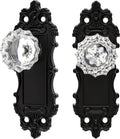 Antique Dummy Door Knobs Interior Matte Black 2 Pack - Vintage Crystal