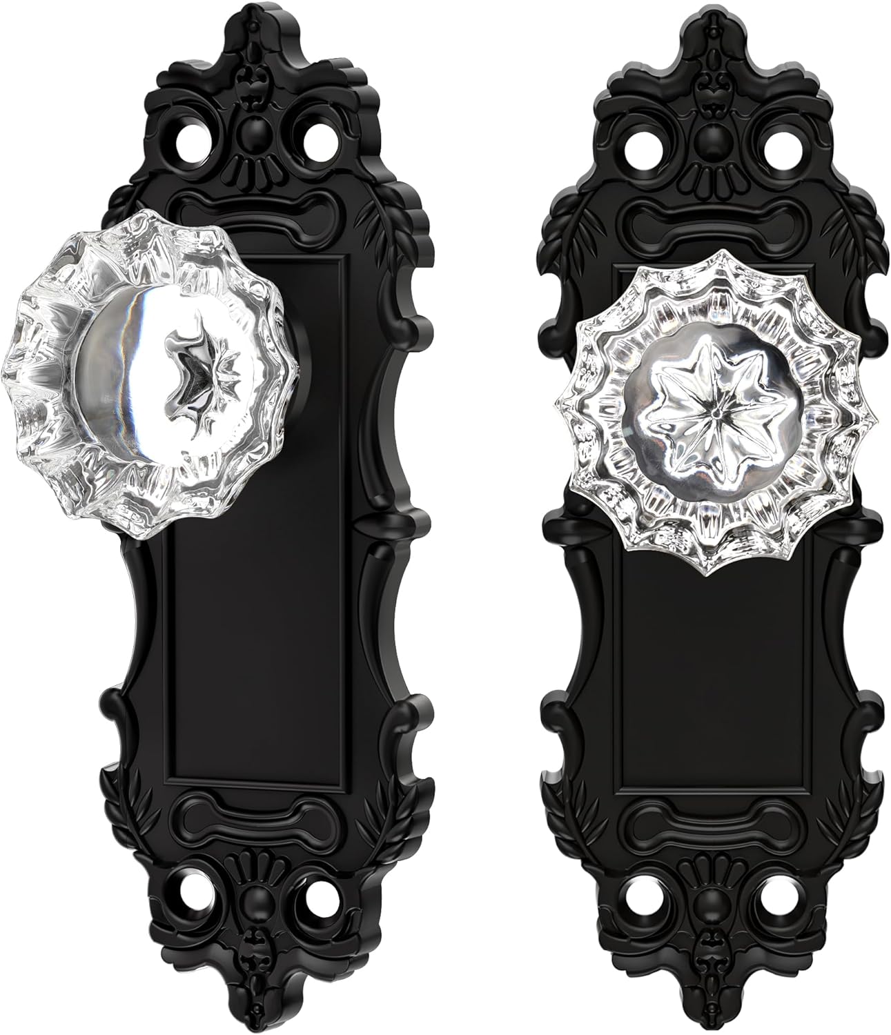 Antique Dummy Door Knobs Interior Matte Black 2 Pack for Vintage Style