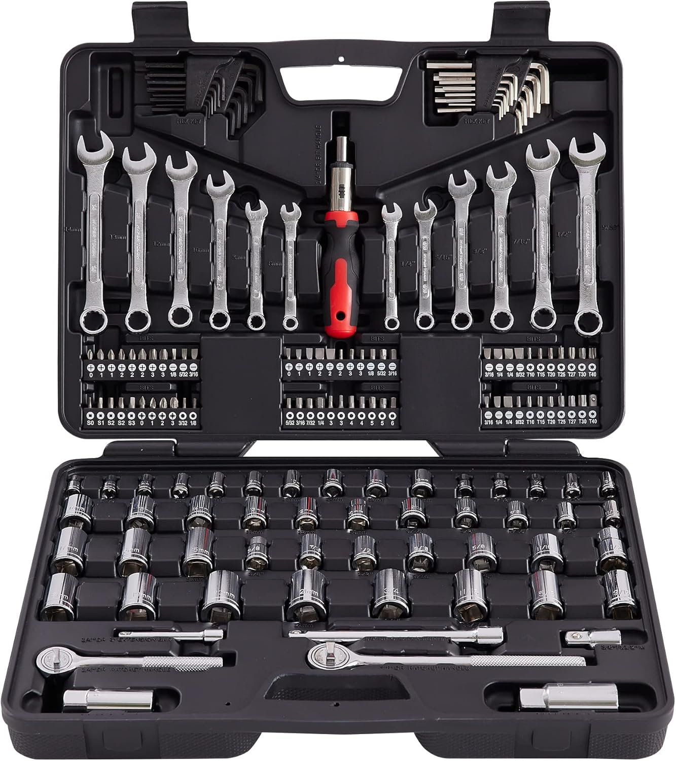 161 Piece Mechanic Tool Set for Home and Automotive Repair