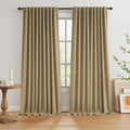Burlap Color Camel Linen Full Blackout Curtains - Heavy 100% Blackout