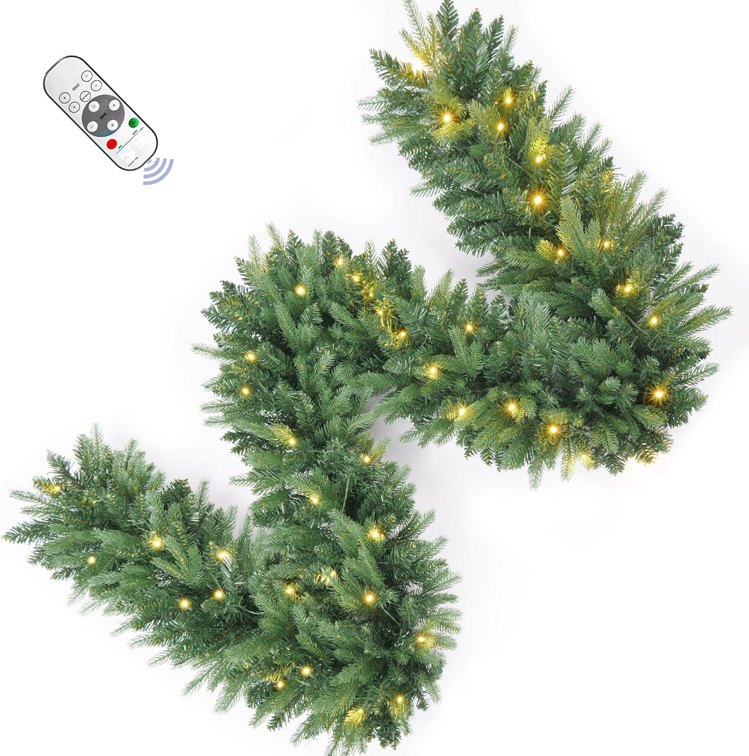 9FT Pre-Lit Artificial Christmas Garland with Dual Color Lights