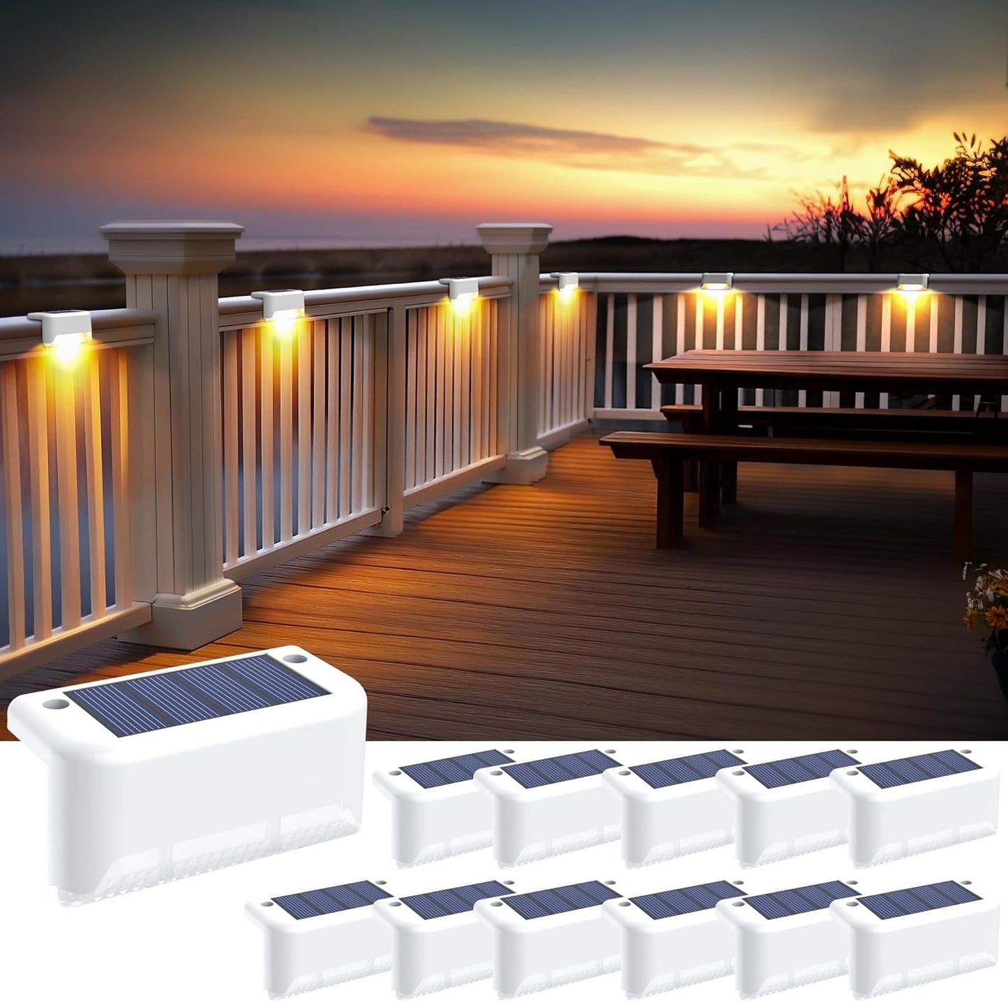 SOLPEX Solar Step Lights Outdoor for Deck, Stair, and Railing
