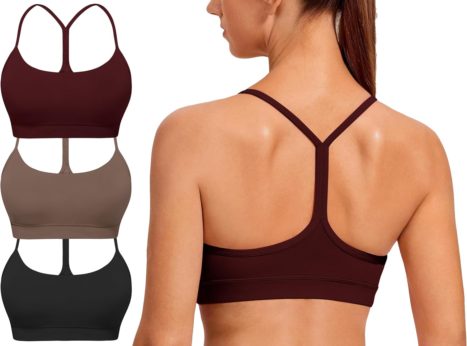 Spaghetti Strap Padded Sports Bras for Women - Y Back Design