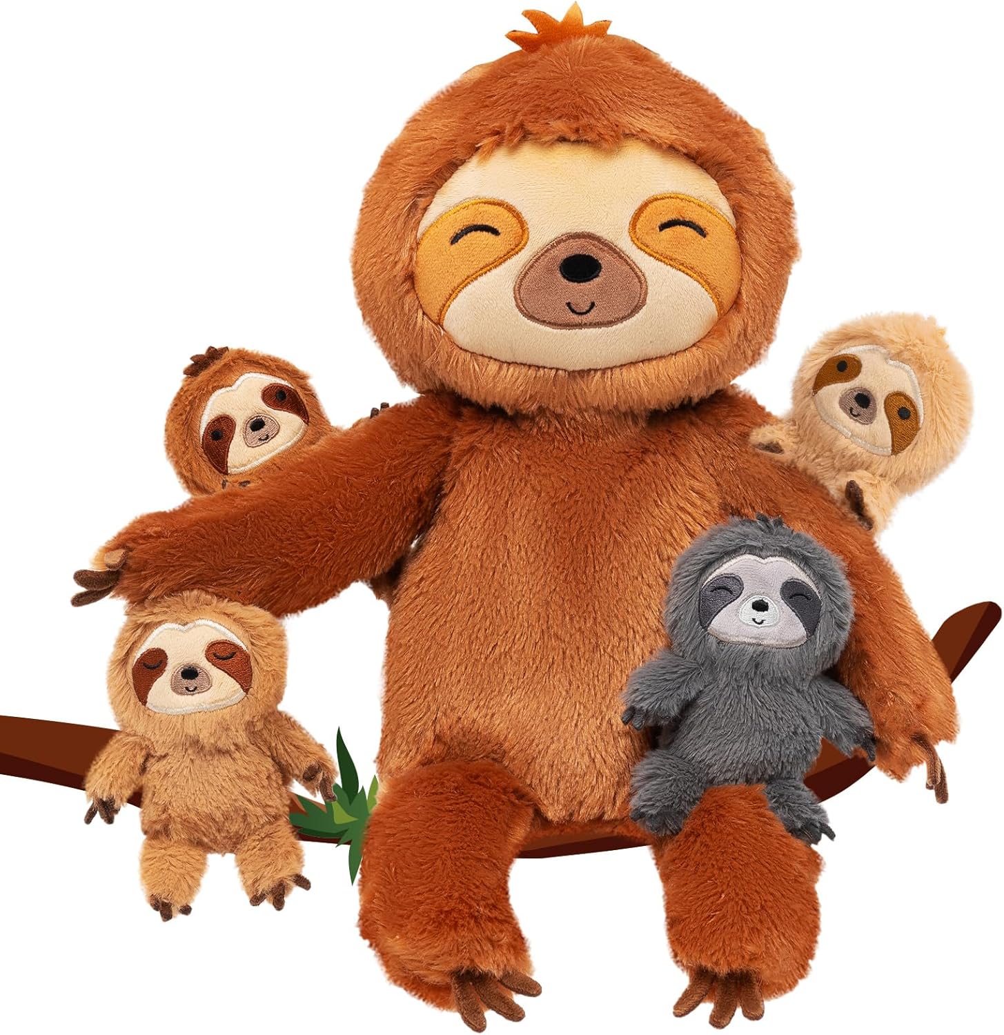OUOZZZ 19 Sloth Plush Toy - 4 Baby Sloths Included!