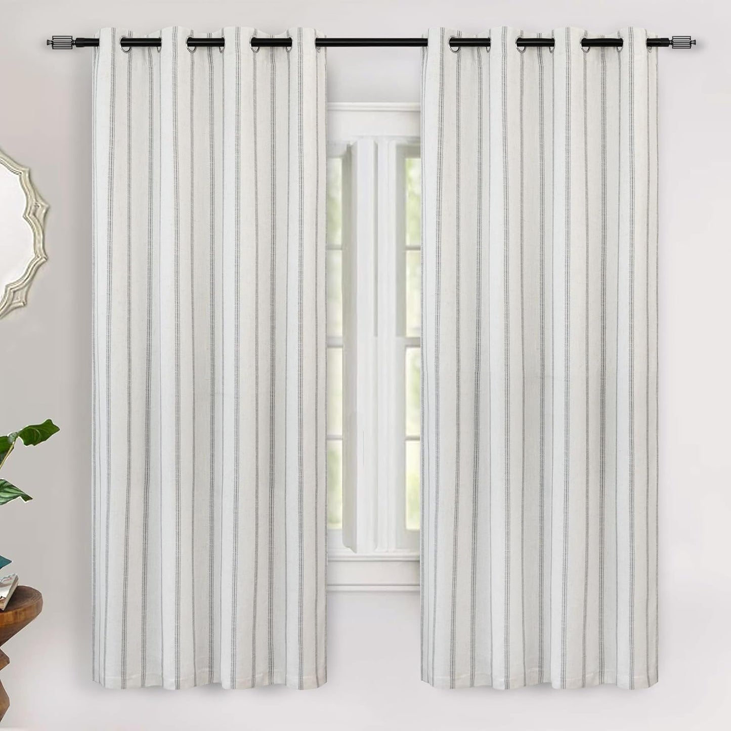 DriftAway Farmhouse Linen Blend Blackout Curtains for Bedroom