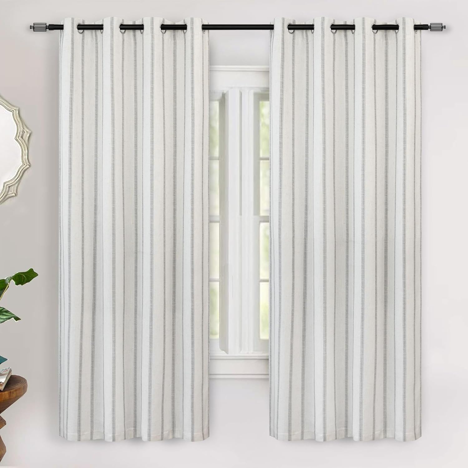 DriftAway Farmhouse Linen Blend Blackout Curtains for Bedroom