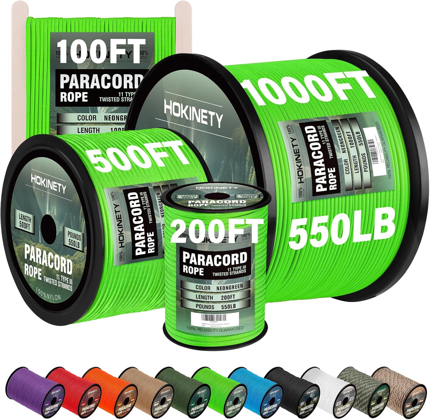 550lb Paracord Rope - Heavy-Duty Outdoor Gear by HOKINETY