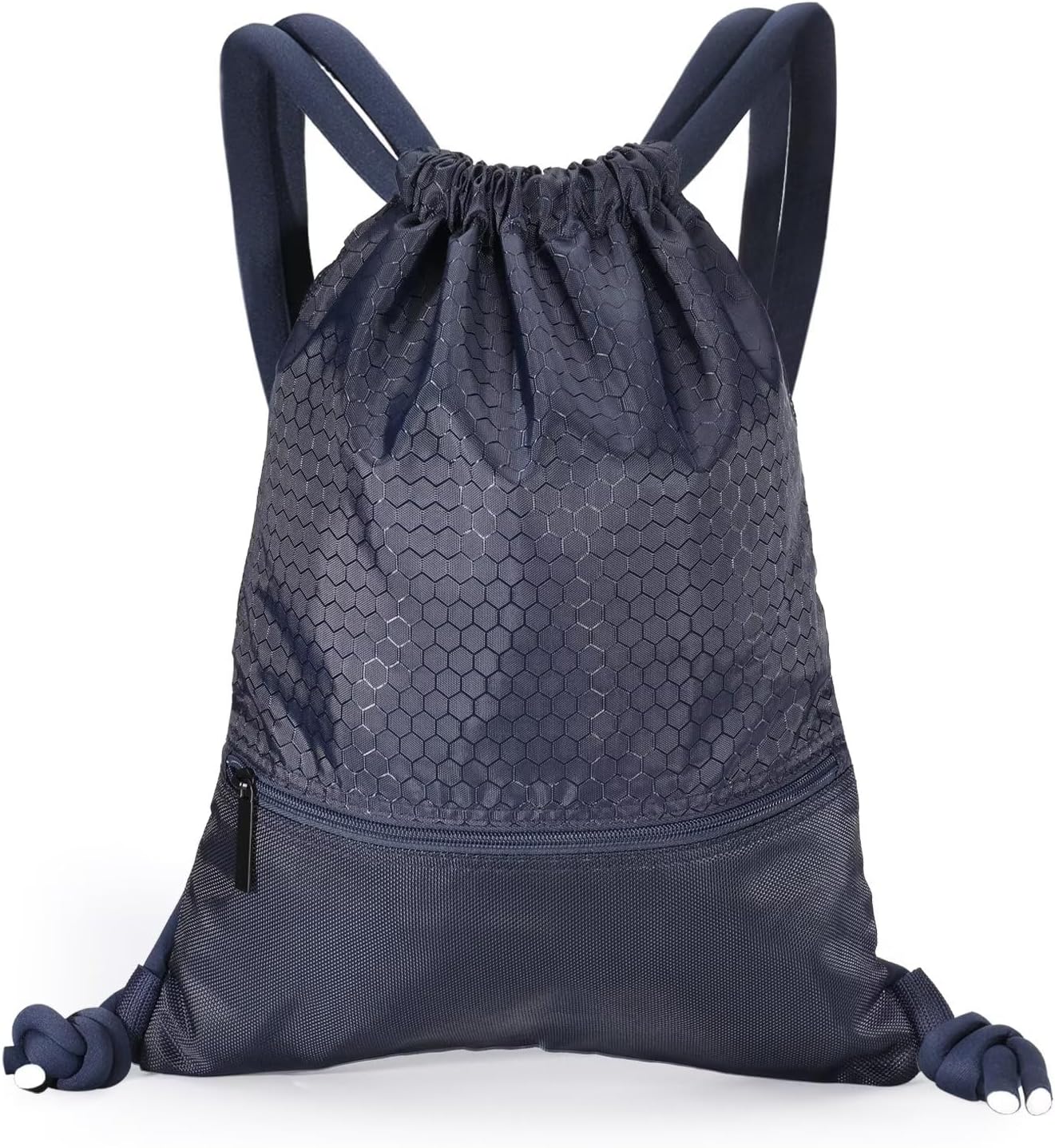 GAENMESN Blue Drawstring Backpack with Zipper Pocket