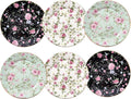 Ceramic Plates Set of 6 8 in Porcelain Appetizer Plates - Floral