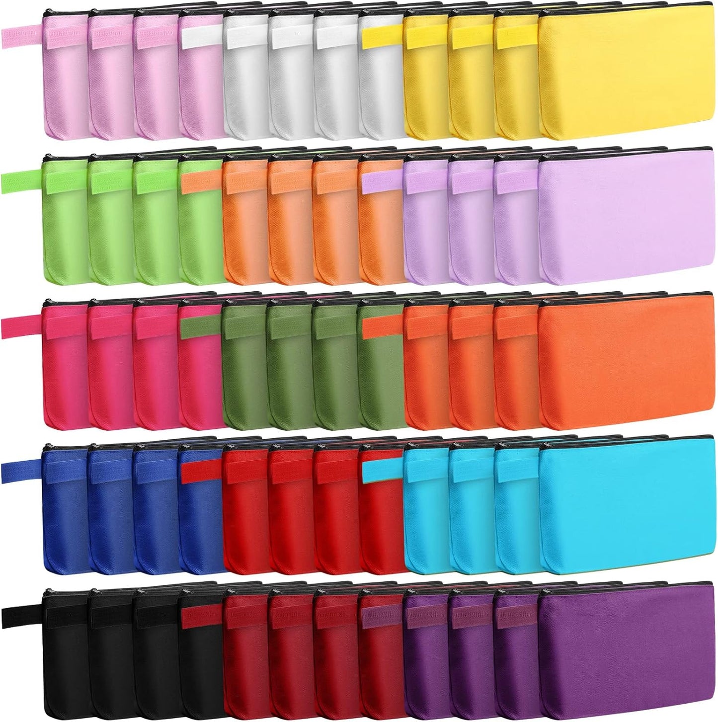 60 Pieces Canvas Makeup Bags Bulk for Travel and DIY Projects