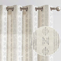 Jinchan Boho Linen Blend Curtains 108 in Panels - Geometric Striped